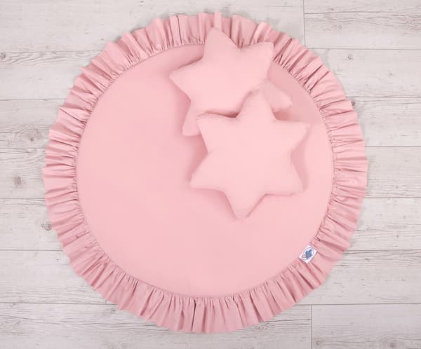 Legemåtte med flæser - støvet pink