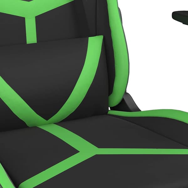 vidaXL massage-gamingstol, sort og grøn, kunstlæder