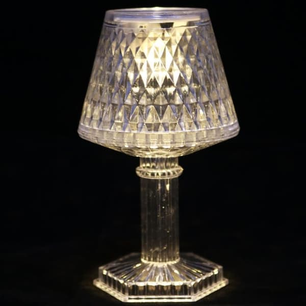 LED-bordlampe, batteri, transparent, 12 cm