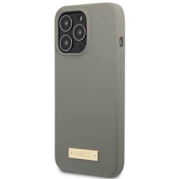 Guess Silikone Logoplade MagSafe-etui til iPhone 13 Pro Max, Grå