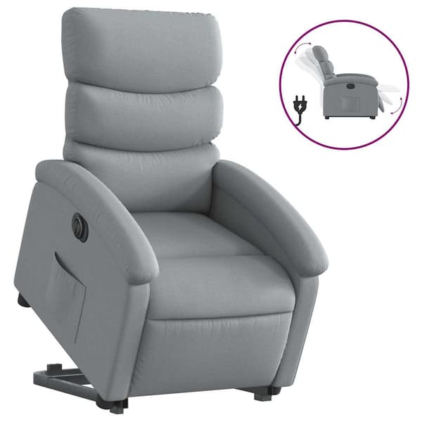 vidaXL Elektrisk lyftande massagefåtölj ljusgrå