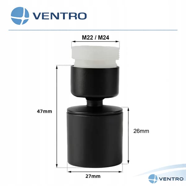 2-funktions EKO perlator - mat, med m22/m24 reduktion, sort