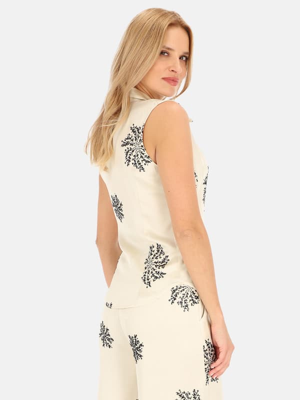 ELEGANT ÄRMLÖS DAMBLUS MED PALJETTER