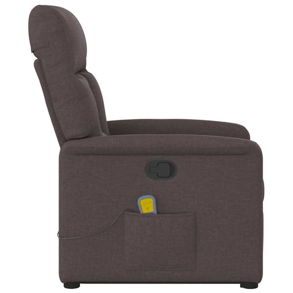 vidaXL Lyftbar massagefåtölj mörkbrunt tyg