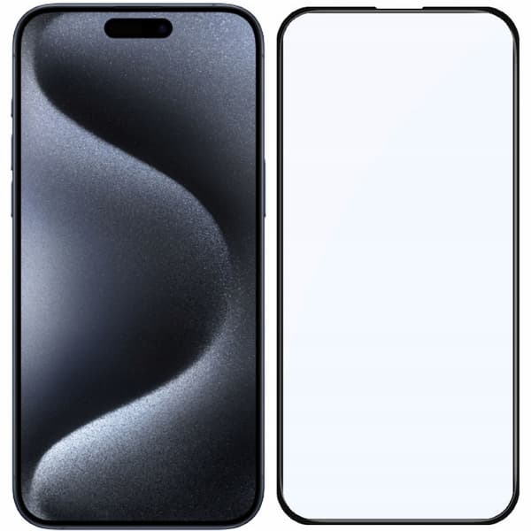 Härdat glas för Apple iPhone 15 Pro Max, helskärmstäckning, 5D-glas