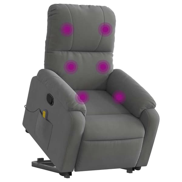 vidaXL Lyftbar massagefåtölj, mörkgrå, mikrofiber