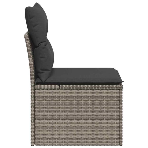 vidaXL Trädgårdssoffmodul, armstödslös, med kuddar, grå
