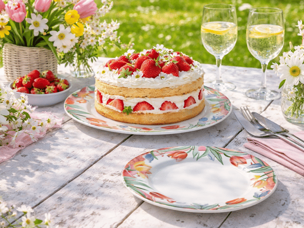 Mattallriksset med två 25,5 cm porslinstulpaner som present