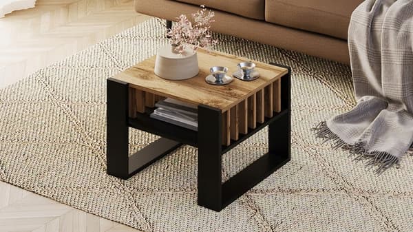 Soffbord med ribbor 55x55 EK/svart loft