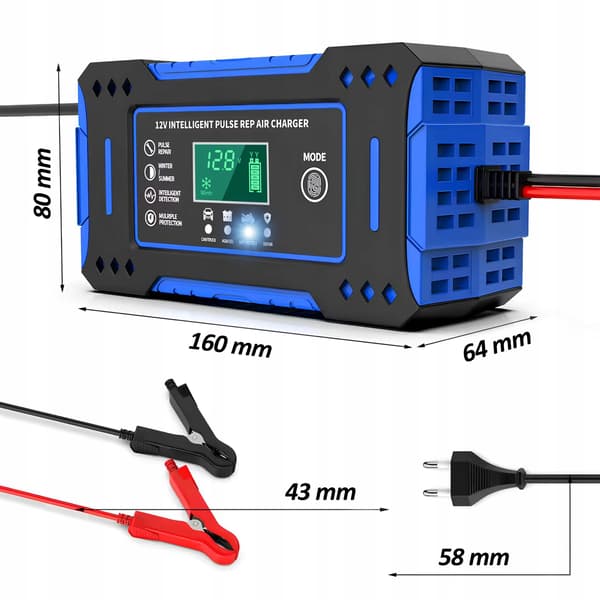 AUTOMATISK BATTERILADDARE MED 12V BATTERIREPARATORSFUNKTION