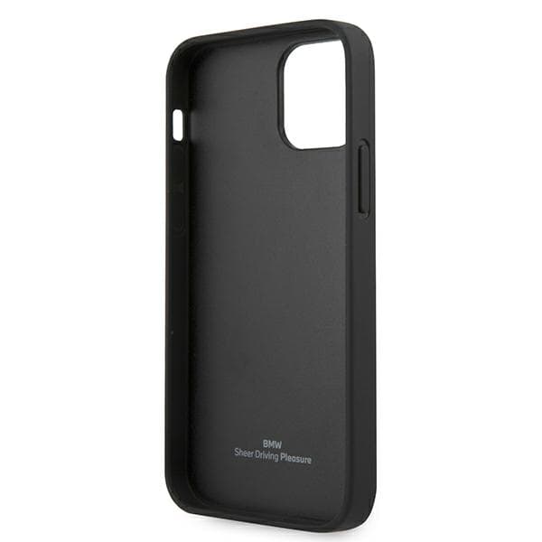 BMW lædercover med præget prægning til iPhone 12 mini, sort