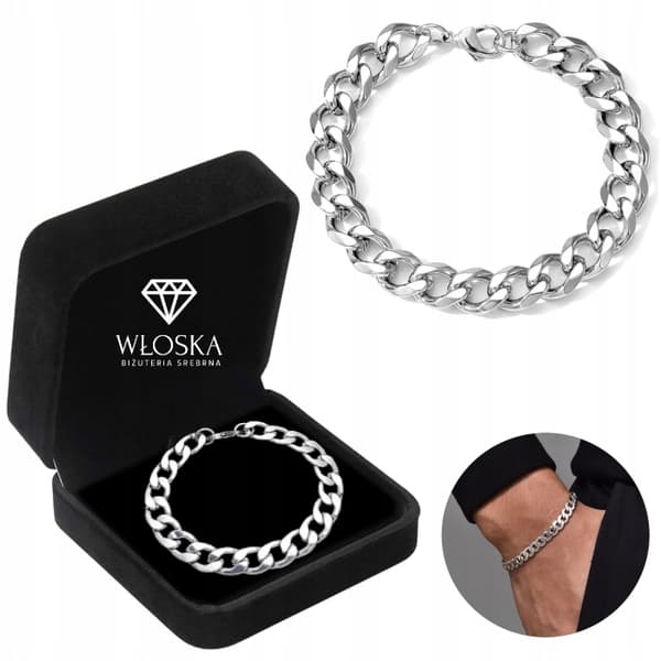 TJOCKT ARMBAND Silver Herrarmband med rustning ELEGANT + GRATIS