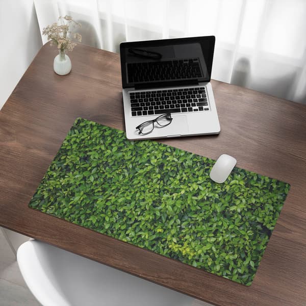 Slitstark halkfri skrivbordsmatta Grönt blad vägg 90x45 cm