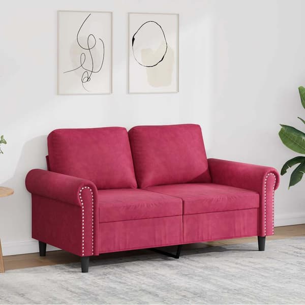 vidaXL 2-sitssoffa vinröd 120 cm klädd i sammet