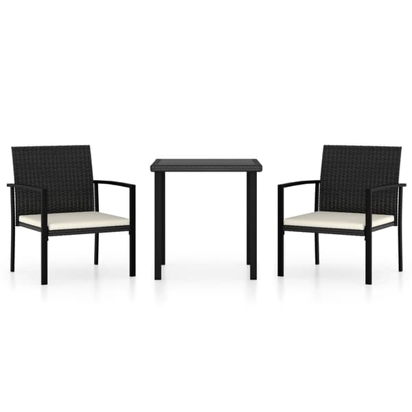 vidaXL havemøbelsæt i 3 dele i polyrattan, sort
