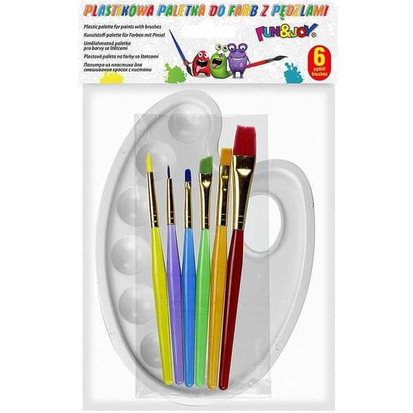 Akrylpensler 6 stk. + malerpalette