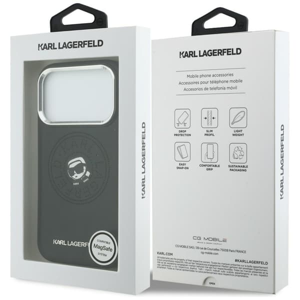 Karl Lagerfeld Point & Karl Sketch MagSafe-etui til iPhone 17 Pro, sort