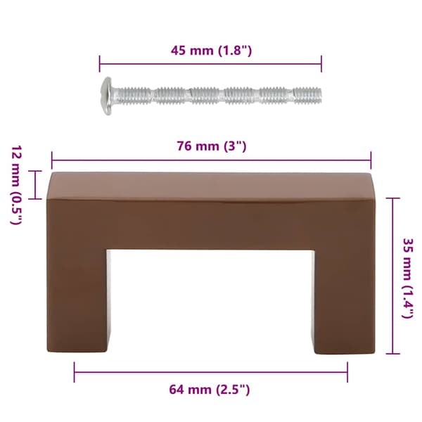 vidaXL skabsgreb 10 stk. bronze 64 mm rustfrit stål