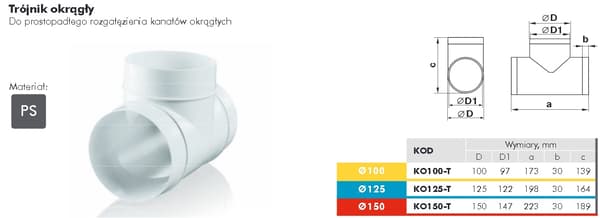 Udluftningsåbninger KO100-T - T-stykke 100mm
