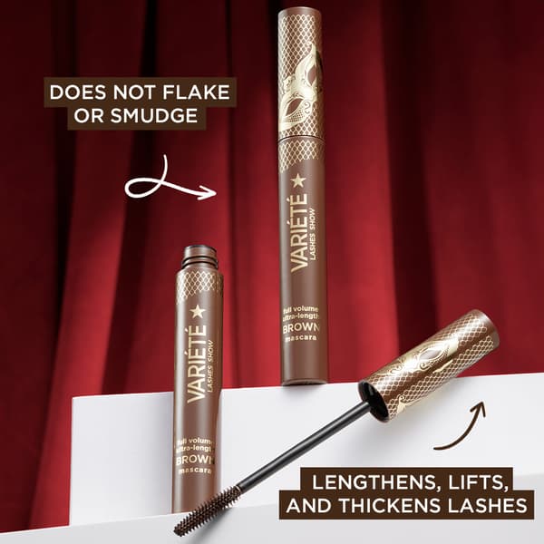 Brun volumengivende og forlængende mascara