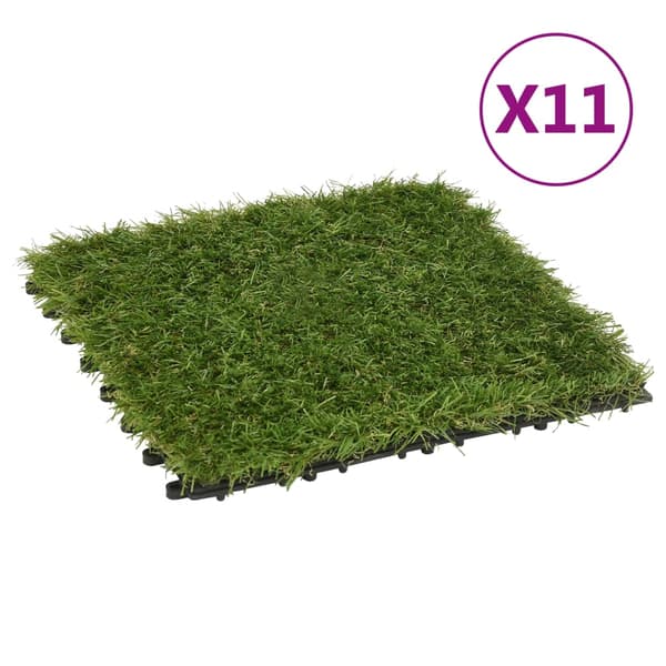 vidaXL kunstgræsfliser, 11 stk., grønne, 30x30 cm