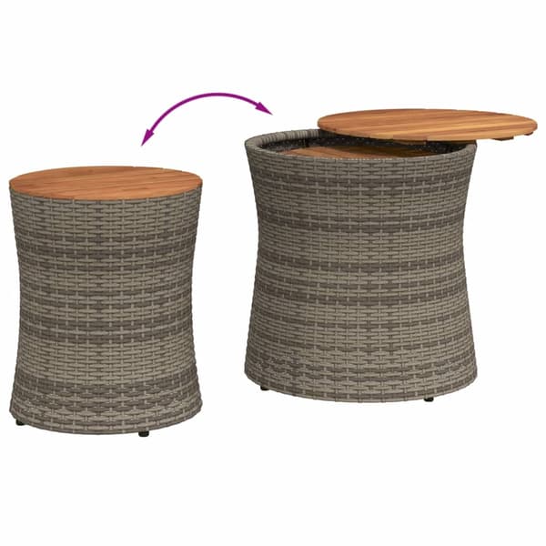 vidaXL haveborde, sæt med 2, træbordplader, grå, polyrattan