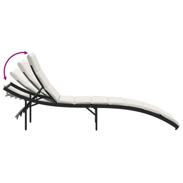 vidaXL liggestol med hynde, sort, 55x199x50 cm, polyrattan