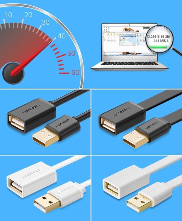 USB-förlängningssladd 2m svart