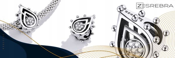 Berlocker droppformade silverpärlor 925 S925 hänge droppformade zirkonpärlor
