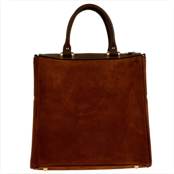 Elegant läderhandväska, brun, cognac, mocka