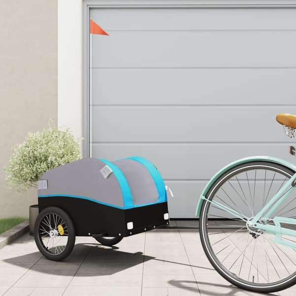 vidaXL cykelanhænger, sort og blå, 30 kg, jern