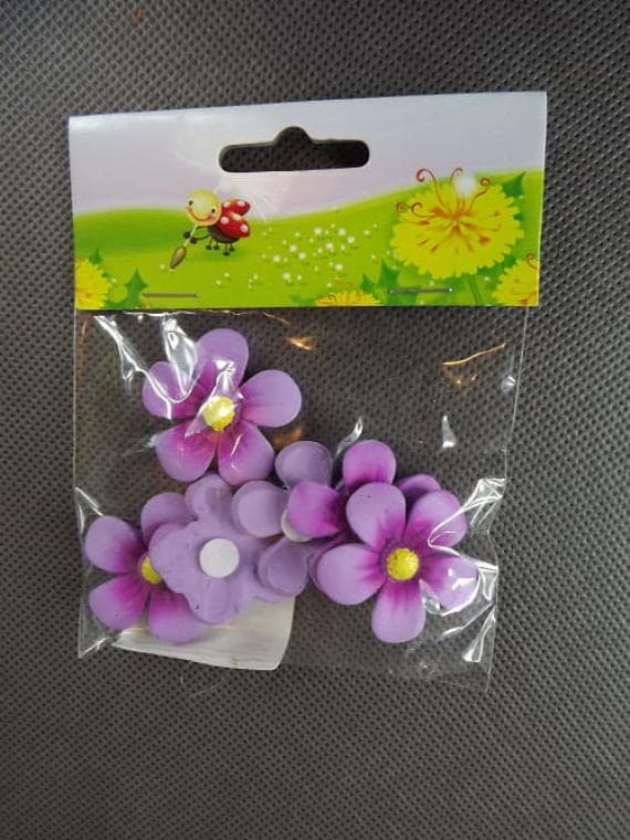 Sæt med lyngblomster lavet af polyresin til klæbemiddel, 3x3cm