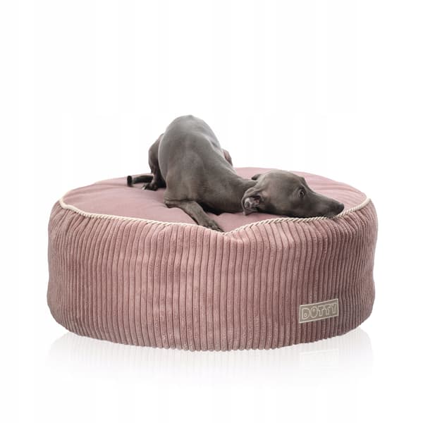 Rund pufpude til hund og kat, blød seng, DOTTY plys