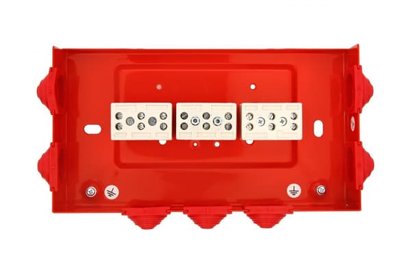 Brandsikringsboks, rektangulær, E90, gennemgående 3x3x6mm2, 225x125x36 m