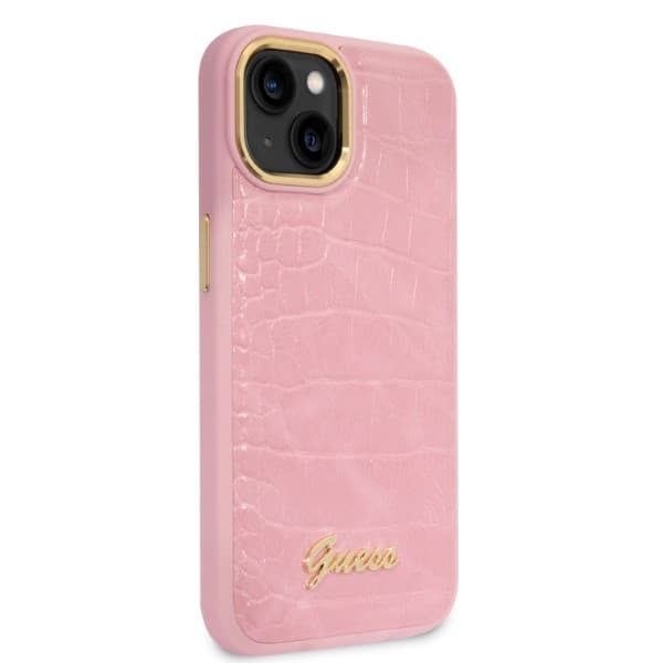 Guess Croco Collection iPhone 14 Plus cover, lyserød
