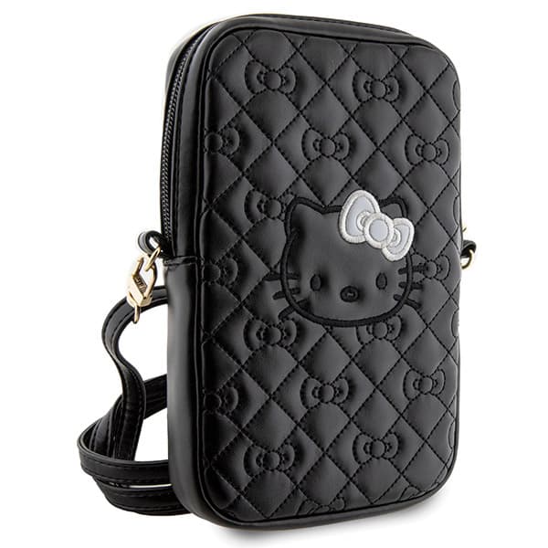 Hello Kitty quiltad väska med rosett, svart