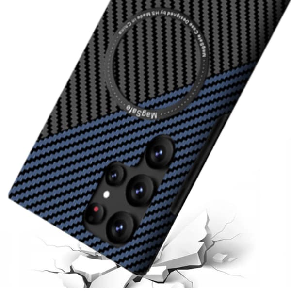 Samsung Galaxy S22 Ultra cover, Magsafe Slim Carbon, sort/blå