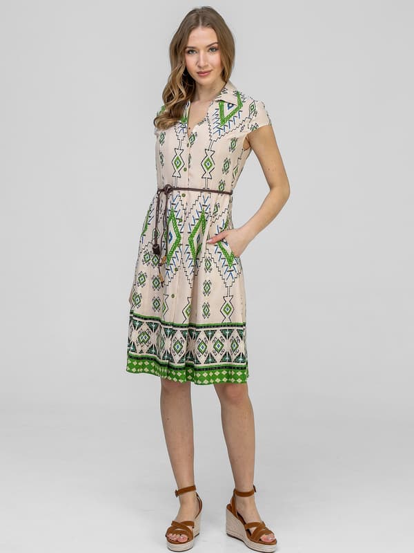 DAMKLÄNNING I BOHO-STIL MED MÖNSTER, MIDI