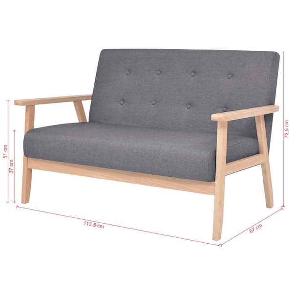 vidaXL 2-personers stofsofa, mørkegrå