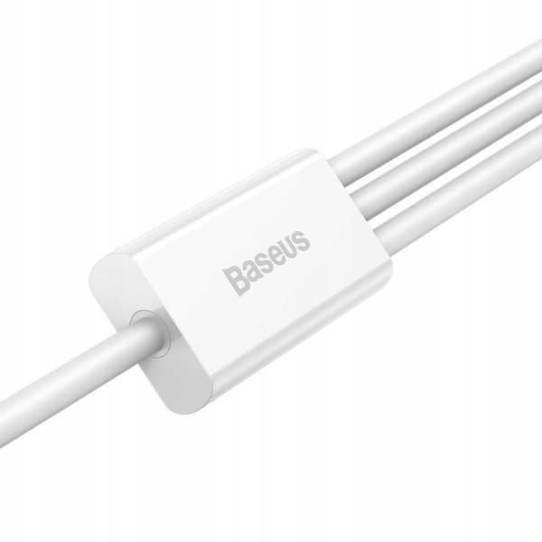 Baseus 3-i-1 Superior USB-Lightning + USB-C + microUSB-kabel 1,5 m 3,5A Vit