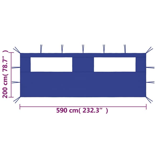 vidaXL pavillon vinduesvæg, 6x2 m, blå