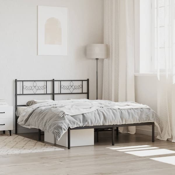 vidaXL metalsengestel med hovedgærde sort 120x190 cm