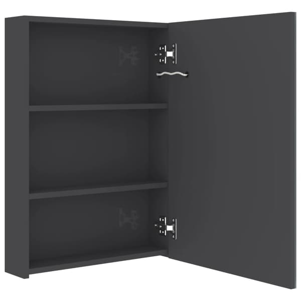 vidaXL spejlskab til badeværelse med LED-lys blank grå 50x13x70 cm