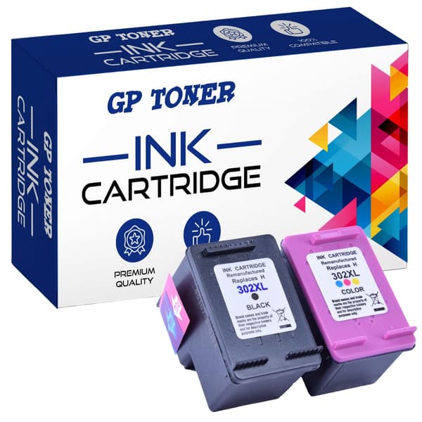 2x blækpatroner til HP GP-H302XL sort+CMY