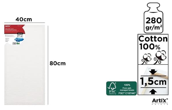 Lærred 40x80x1,5 cm 280 g/m2