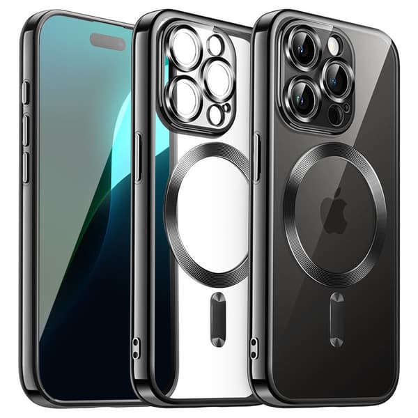 iPhone 16 Pro -kotelo, Electro MagSafe, musta + näytönsuoja