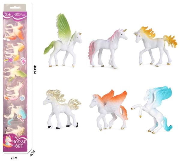Yksisarviset pegaso-hevoset 6 kpl