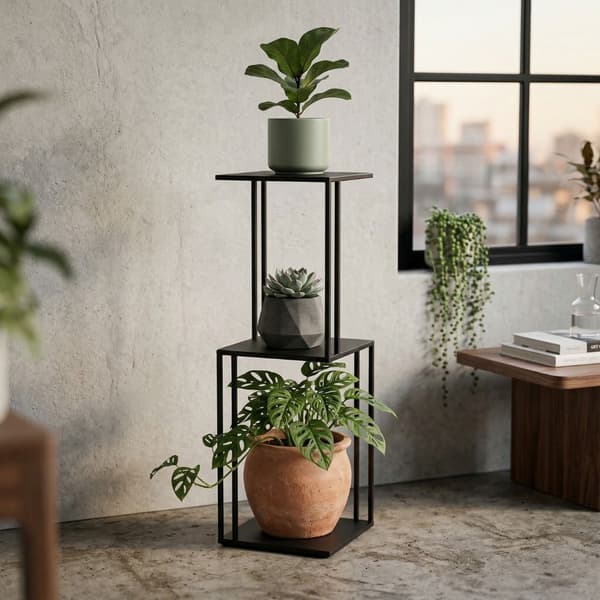 Högt blomställ för 3 krukor 80 cm