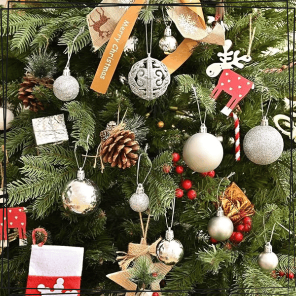 JULGRANSBOLLAR, PLAST, JULGRAN, SILVER, REPFRIA