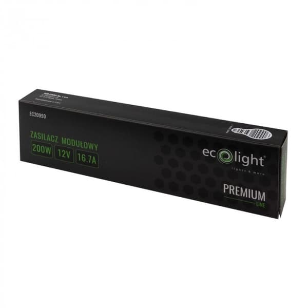 LED-strömförsörjning Modulär Slim PREMIUM 200W 12V 16.7A Ecolight-transformator